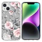 For iPhone 14 Plus Colorful Painting Pattern TPU Phone Case(Flowers On Grey) - 1