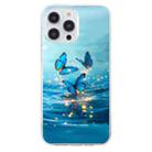 For iPhone 14 Pro Max Colorful Painting Pattern TPU Phone Case(Blue Butterflies) - 2