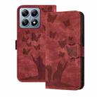 For Xiaomi 14T Butterfly Cat Embossing Flip Leather Phone Case(Red) - 1