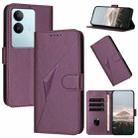 For vivo S17 Triangle Pattern Buckle Clasp Leather Phone Case(Dark Purple) - 1