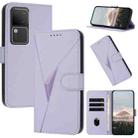 For vivo S18 Triangle Pattern Buckle Clasp Leather Phone Case(Light Purple) - 1