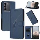 For vivo V27 Triangle Pattern Buckle Clasp Leather Phone Case(Royal Blue) - 1