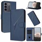 For vivo V27e Triangle Pattern Buckle Clasp Leather Phone Case(Royal Blue) - 1