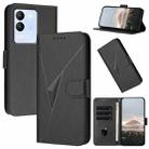 For vivo V29e Global Triangle Pattern Buckle Clasp Leather Phone Case(Black) - 1