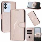 For vivo V29e Global Triangle Pattern Buckle Clasp Leather Phone Case(Rose Gold) - 1