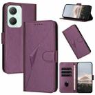 For vivo Y03 4G Triangle Pattern Buckle Clasp Leather Phone Case(Dark Purple) - 1