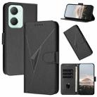 For vivo Y03 4G Triangle Pattern Buckle Clasp Leather Phone Case(Black) - 1