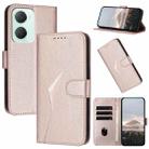 For vivo Y03 4G Triangle Pattern Buckle Clasp Leather Phone Case(Rose Gold) - 1