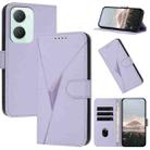 For vivo Y03 4G Triangle Pattern Buckle Clasp Leather Phone Case(Light Purple) - 1