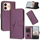 For vivo Y28 4G Triangle Pattern Buckle Clasp Leather Phone Case(Dark Purple) - 1