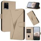 For vivo Y33s 4G Triangle Pattern Buckle Clasp Leather Phone Case(Gold) - 1