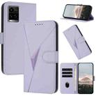 For vivo Y33s 4G Triangle Pattern Buckle Clasp Leather Phone Case(Light Purple) - 1