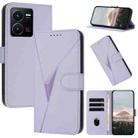 For vivo Y35 4G Triangle Pattern Buckle Clasp Leather Phone Case(Light Purple) - 1