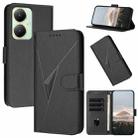 For vivo Y35m+ Triangle Pattern Buckle Clasp Leather Phone Case(Black) - 1