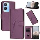 For vivo Y56 Triangle Pattern Buckle Clasp Leather Phone Case(Dark Purple) - 1