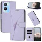 For vivo Y56 Triangle Pattern Buckle Clasp Leather Phone Case(Light Purple) - 1