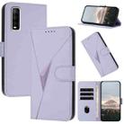 For vivo Y70s Triangle Pattern Buckle Clasp Leather Phone Case(Light Purple) - 1