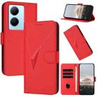 For vivo Y78+ Triangle Pattern Buckle Clasp Leather Phone Case(Red) - 1