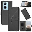 For vivo Y78+ Triangle Pattern Buckle Clasp Leather Phone Case(Black) - 1