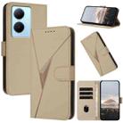 For vivo Y78+ Triangle Pattern Buckle Clasp Leather Phone Case(Gold) - 1