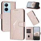 For vivo Y78+ Triangle Pattern Buckle Clasp Leather Phone Case(Rose Gold) - 1