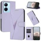 For vivo Y78+ Triangle Pattern Buckle Clasp Leather Phone Case(Light Purple) - 1