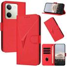 For vivo Y100 Triangle Pattern Buckle Clasp Leather Phone Case(Red) - 1