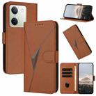 For vivo Y100 Triangle Pattern Buckle Clasp Leather Phone Case(Brown) - 1