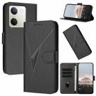 For vivo Y100 Triangle Pattern Buckle Clasp Leather Phone Case(Black) - 1