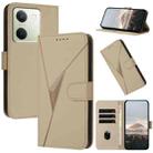 For vivo Y100 Triangle Pattern Buckle Clasp Leather Phone Case(Gold) - 1