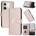 For vivo Y100 Triangle Pattern Buckle Clasp Leather Phone Case(Rose Gold) - 1