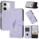 For vivo Y100 Triangle Pattern Buckle Clasp Leather Phone Case(Light Purple) - 1