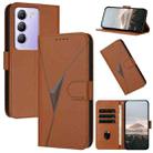 For vivo Y100 5G IDN Triangle Pattern Buckle Clasp Leather Phone Case(Brown) - 1