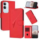 For vivo Y19s Global Triangle Pattern Buckle Clasp Leather Phone Case(Red) - 1