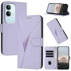 For vivo Y19s Global Triangle Pattern Buckle Clasp Leather Phone Case(Light Purple) - 1