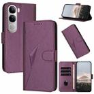 For vivo Y300 / V40 Lite 4G / 5G IDN Triangle Pattern Buckle Clasp Leather Phone Case(Dark Purple) - 1