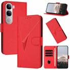 For vivo Y300 / V40 Lite 4G / 5G IDN Triangle Pattern Buckle Clasp Leather Phone Case(Red) - 1