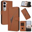 For vivo Y300 / V40 Lite 4G / 5G IDN Triangle Pattern Buckle Clasp Leather Phone Case(Brown) - 1