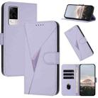 For vivo S9e Triangle Pattern Buckle Clasp Leather Phone Case(Light Purple) - 1