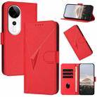For vivo S19 Pro Triangle Pattern Buckle Clasp Leather Phone Case(Red) - 1