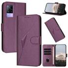 For vivo V21e 4G / Y73 2021 Triangle Pattern Buckle Clasp Leather Phone Case(Dark Purple) - 1