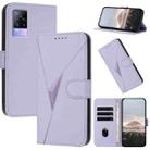 For vivo V21e 4G / Y73 2021 Triangle Pattern Buckle Clasp Leather Phone Case(Light Purple) - 1