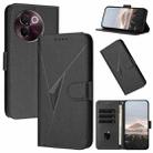 For vivo V30e Triangle Pattern Buckle Clasp Leather Phone Case(Black) - 1
