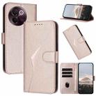 For vivo V30e Triangle Pattern Buckle Clasp Leather Phone Case(Rose Gold) - 1