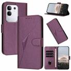 For vivo Y29 4G Triangle Pattern Buckle Clasp Leather Phone Case(Dark Purple) - 1