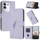 For vivo Y29 4G Triangle Pattern Buckle Clasp Leather Phone Case(Light Purple) - 1
