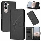 For vivo Y29s 5G / Y04 4G Global Triangle Pattern Buckle Clasp Leather Phone Case(Black) - 1