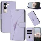 For vivo Y29s 5G / Y04 4G Global Triangle Pattern Buckle Clasp Leather Phone Case(Light Purple) - 1