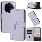 For vivo X200s Triangle Pattern Buckle Clasp Leather Phone Case(Light Purple) - 1