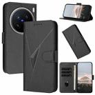For vivo X200 Pro Triangle Pattern Buckle Clasp Leather Phone Case(Black) - 1